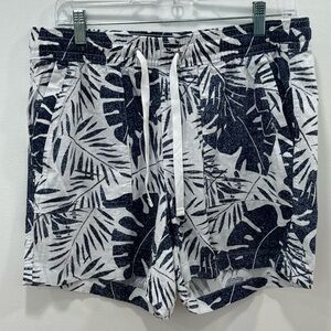 NWT Nautica Cotton Linen Blend Shorts Palm Print